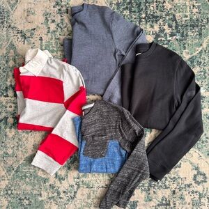 Lot of 4 Bots Long Sleeves Tops Henley Polo Shirts Black/Gray/Res Size Large